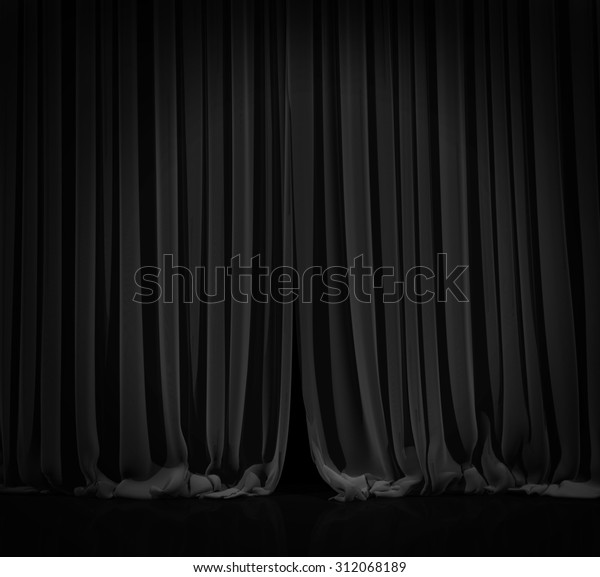 Black Curtain Spot Light On Theater Stock Illustration 312068189