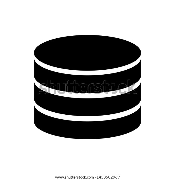 Black Database Icon Isolated On White のイラスト素材
