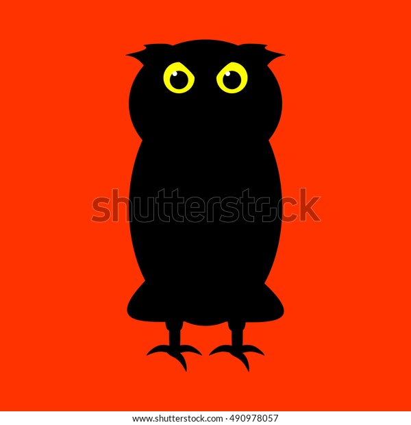 オレンジの背景に黒い悪魔フクロウ のイラスト素材