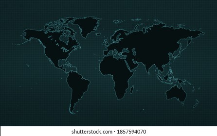 Black Digital Map Of World