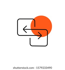 black direction arrows for transfer, sync, migration data.