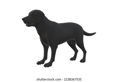 Black Dog 3D Illustration White Background.Dog Icon.realistic Dog Silhouette.