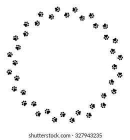 Black Dog Paw Prints Circlel Frame / Border