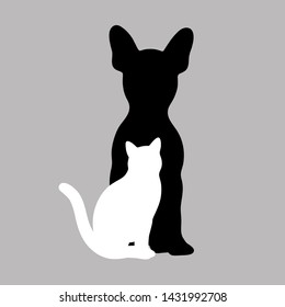 Black Dog White Cat Silhouette On Stock Illustration 1431992708 ...