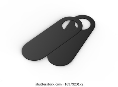 Black door hanger mockup for hotel or resort room, door hanger template for text Do Not Disturb, 3d illustration