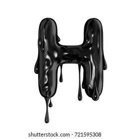 Black Dripping Slime Halloween Capital Letter H