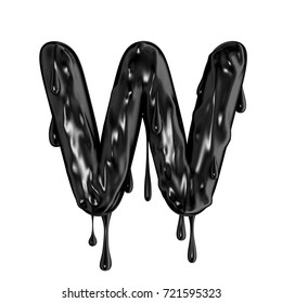 Black Dripping Slime Halloween Capital Letter W