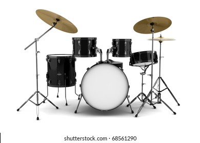 Black Drum Kit Isolated On White Background