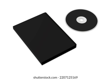 Black DVD Case Mockup Isolated On White Background. 3d Rendering.