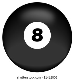 Black Eight Ball On White Background - Behind The Eight Ball - Vector