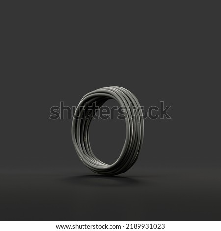 Black electric cable in roll isolated on dark background, 3d rendering, nobody Stok fotoğraf © 