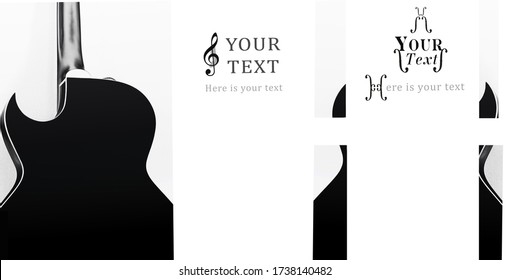 Black electric rock guitar smooth shape silhouette.Black and white toned poster with space for text.Website or music blog template. invitation flyer and promotion for 50s 60s party - Powered by Shutterstock