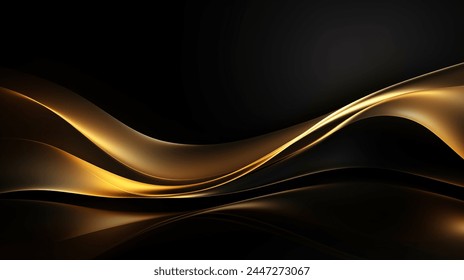 black elegant background with wave gold line modern luxury - Powered by Shutterstock