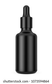 Black Empty Mockup Eye Dropper Bottle On A White Background. 3d Rendering 