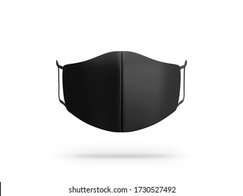 Black Face Mask Mockup Front View Isolated On White, 3d Rendering