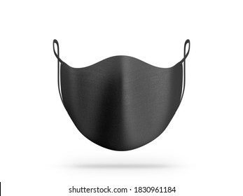 Black Face Mask Mockup Front View Isolated On White, 3d Rendering