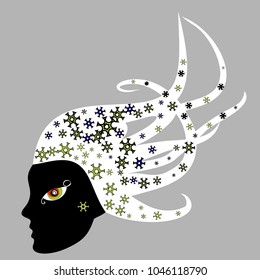 Black Female Silhouette Profile Colourful Ethnic Stock Vector (Royalty