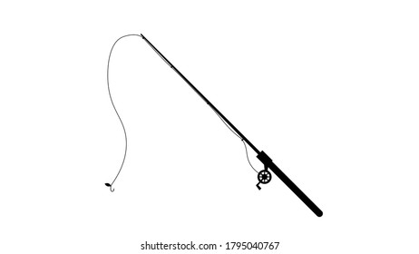 Black Fishing Rod Silhouette Concept Relaxation Stock Illustration ...