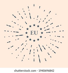 Black Flag Of European Union Icon Isolated On Beige Background. EU Circle Symbol. Waving EU Flag. Abstract Circle Random Dots