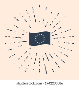 Black Flag Of European Union Icon Isolated On Beige Background. EU Circle Symbol. Waving EU Flag. Abstract Circle Random Dots