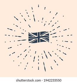 Black Flag Of Great Britain Icon Isolated On Beige Background. UK Flag Sign. Official United Kingdom Flag Sign. British Symbol. Abstract Circle Random Dots