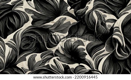 black floral distorted pattern mono tone illustration background