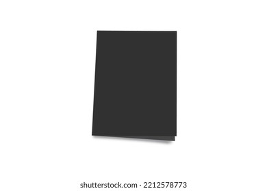 Black Folded Invitation Card Mockup Isolated On White Background. 3d Rendering.
