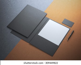 Black Folder With White Paper Sheet