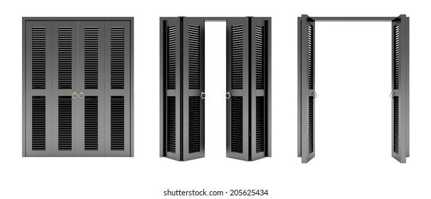 Black Folding Door With Grill ,3d