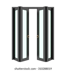 Black Folding Door With Grill ,3d