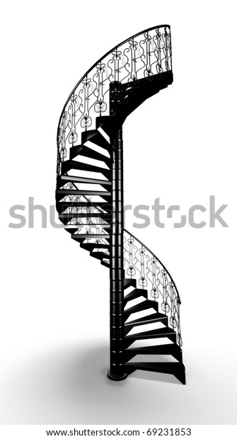 Black Forged Spiral Stair On White Stock Illustration 69231853 ...