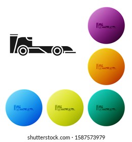 Black Formula Race Car Icon Isolated On White Background. Set Icons Colorful Circle Buttons. 