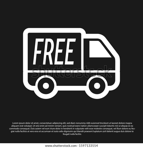 Black Free\
delivery service icon isolated on black background. Free shipping.\
24 hour and fast delivery. \
