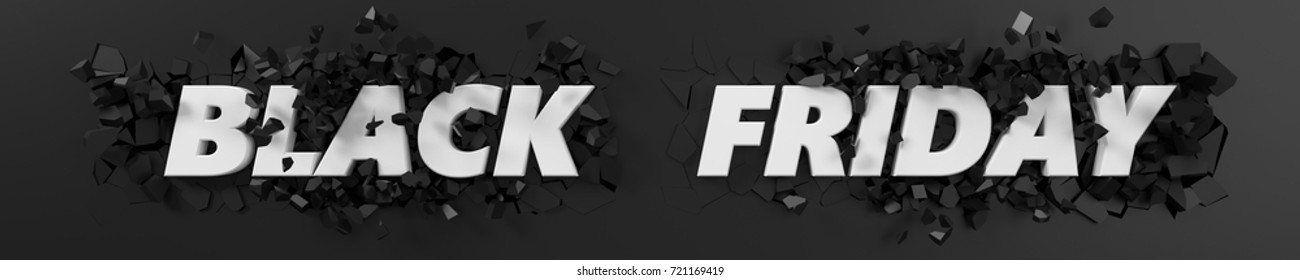 Black Friday Header With Text And Exploding Background. 3d Illustration.