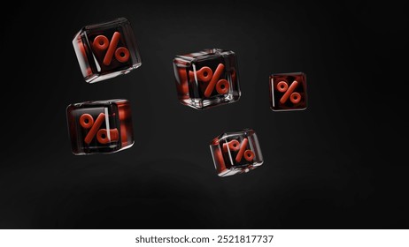 Black Friday red percent in transparent cube on black background isolated 3d render sale - Powered by Shutterstock