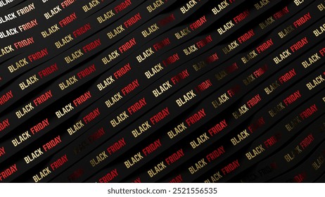 Black Friday Sale 3d illustration, waving black ribbons with black friday text. Shopping offer business concept. Sale advertisement backdrop. 3D Illustration - Powered by Shutterstock