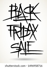 Black Friday Sale Abstract Illustration. Freestyle Brush Stroke Hand Drawn Lettering Banner Template. Black Letters Isolated Over White Background.