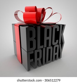 Black Friday Sign Wrapped With Red Ribbon