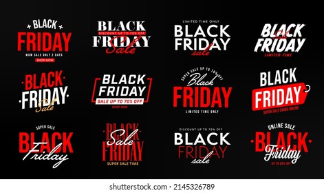 Black Friday super sale time discount banner template set. Special cheap price advertising, retail offer on holiday, percent reduction. Web sign collection for marketing promotion. illustration - Powered by Shutterstock