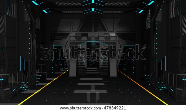 Black Galactic Spider Spaceship Interior 3d Royalty Free