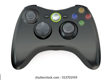 black game controller isolated on white background