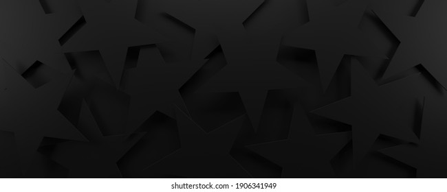 Black Geometric 3d Stars Background. 3d Render.