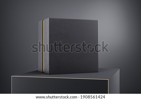 Image, Stock Photo closed golden gift box with a bow