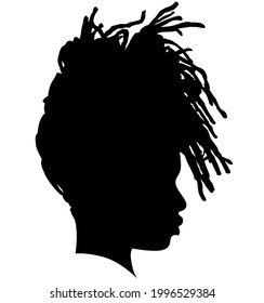 Black Girl African American female, African woman profile picture. Black woman from the side with afroharren. African American afro hair tied Dreadlocks Hairstyle. Dread Styles, dreadlock styles.