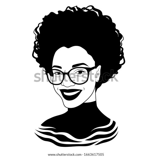 おしゃれな眼鏡をかけた女の子 高級な黒人女性 アフリカ系の美しい女性 ファッションイラスト のイラスト素材