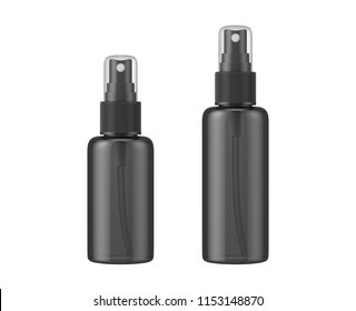 Black Glass Bottle Spray Isolated On White Background, 3D Rendering