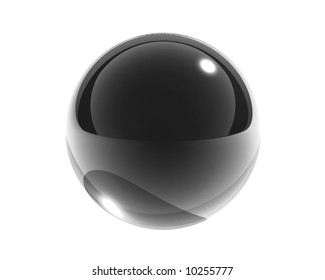 Black Glass Sphere Isolated