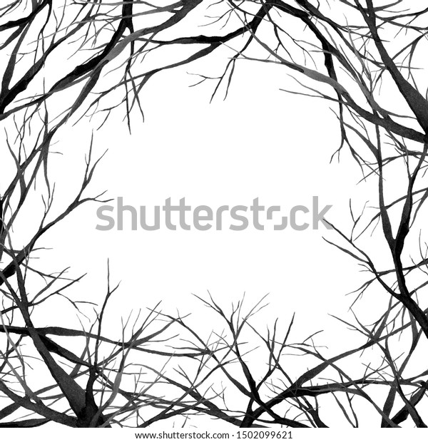 pics Gloomy Background Drawing https www shutterstock com image illustration black gloomy forest spruce watercolor background 1502099621