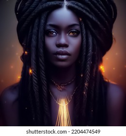 Black Goddess With Attractive Beauty, 3D Illustration.