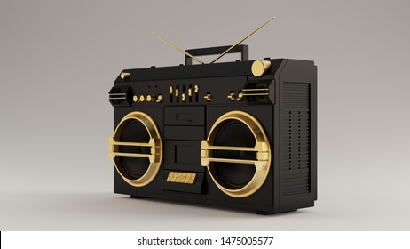 Black And Gold Boombox  3d Illustration 3d Render